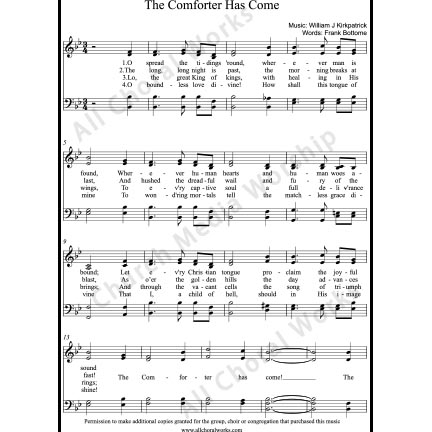 The Comforter Has Come Sheet Music Satb Including Practice Music